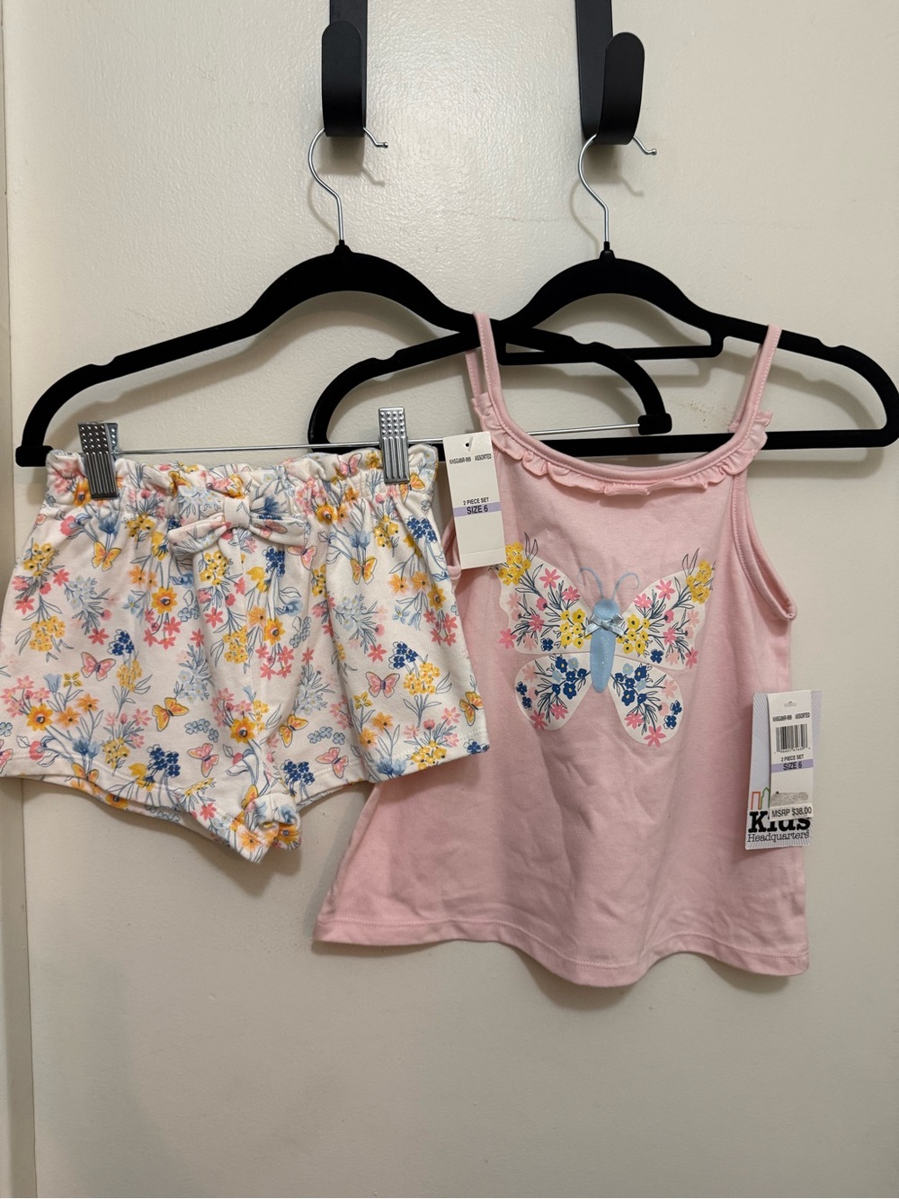 Kids Headquarters Pink Butterfly Tank & Floral Shorts Set